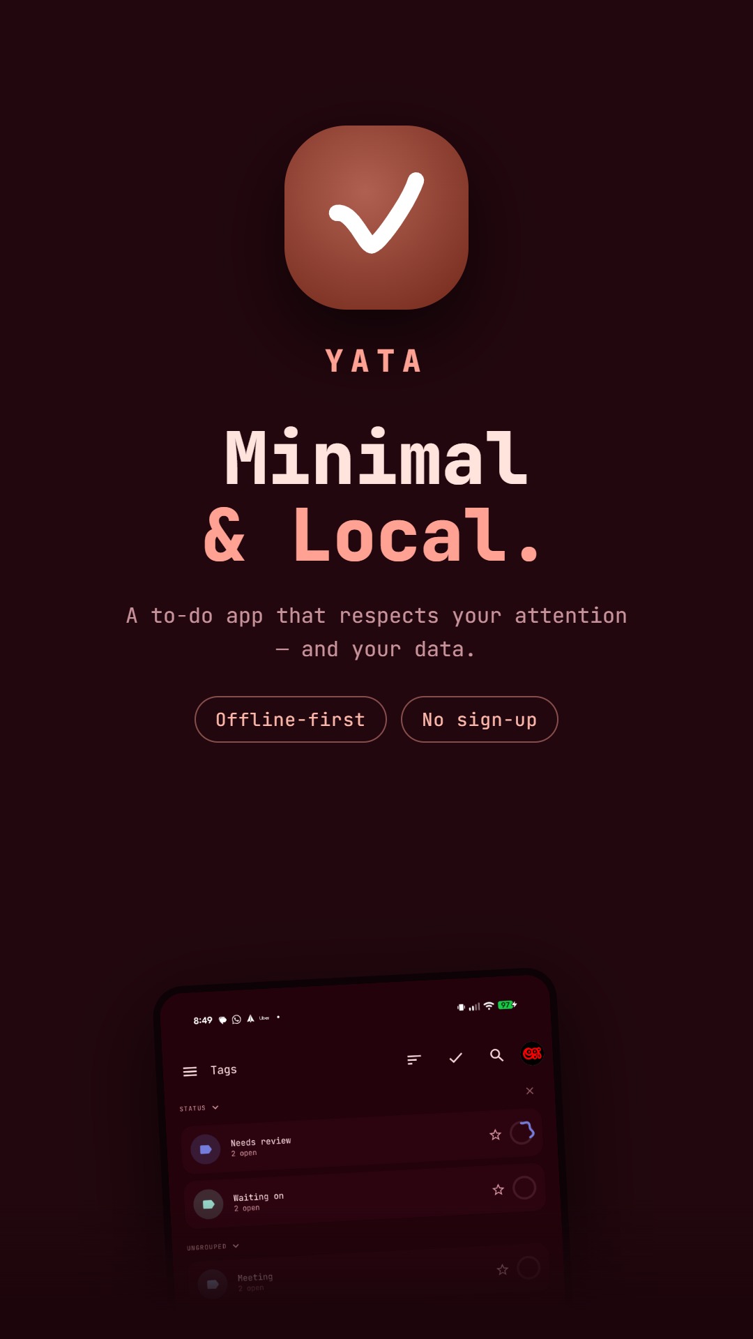 Yata &mdash; minimal and local
